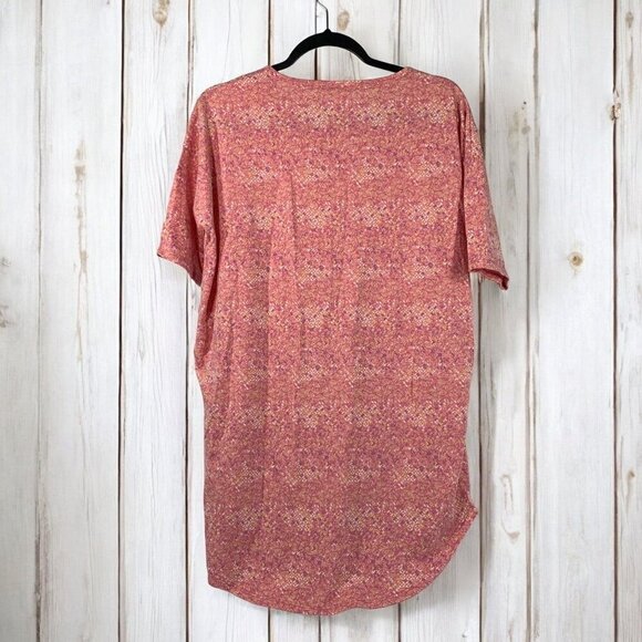 Lularoe Irma Half Sleeve Tunic High Low Polyester Blend Sz XS Pink Yellow Print - Picture 3 of 7